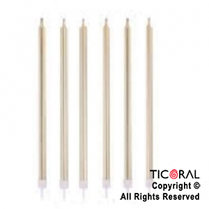 VELA METALIZADA 10,5 CM ROSA GOLD x 6